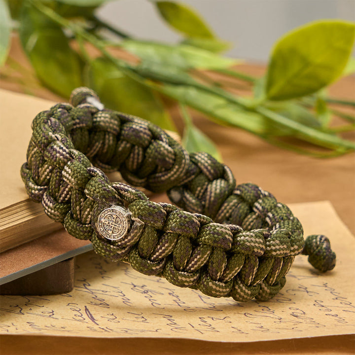 Vintage Style Durable Handcrafted Paracord St. Benedict Bracelet