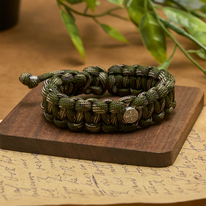Vintage Style Durable Handcrafted Paracord St. Benedict Bracelet