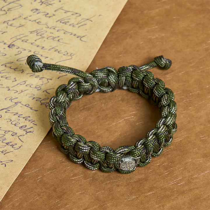 Vintage Style Durable Handcrafted Paracord St. Benedict Bracelet