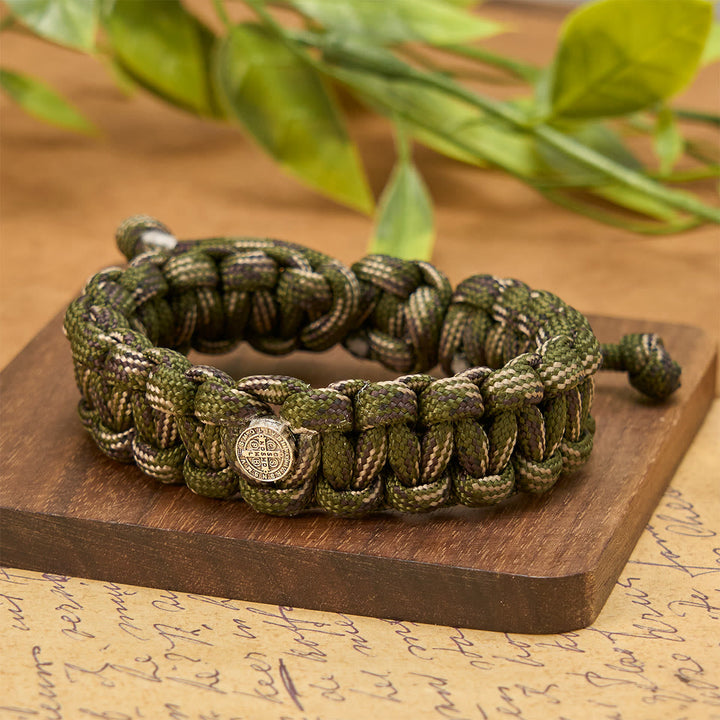Vintage Style Durable Handcrafted Paracord St. Benedict Bracelet