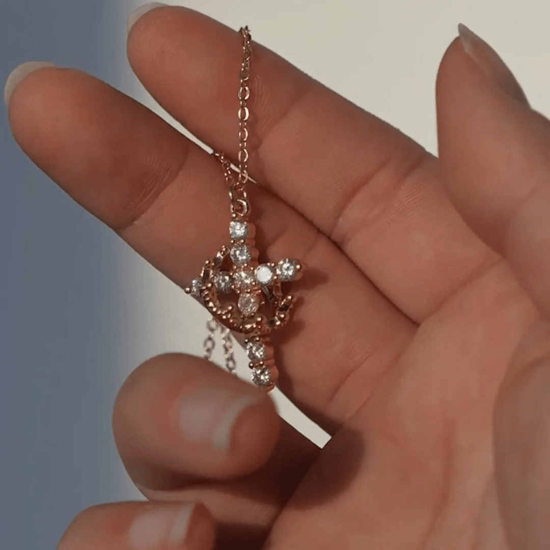 Covenant of Crown and Cross: Modern Crowned in Faith Cross Necklace with Gift Card