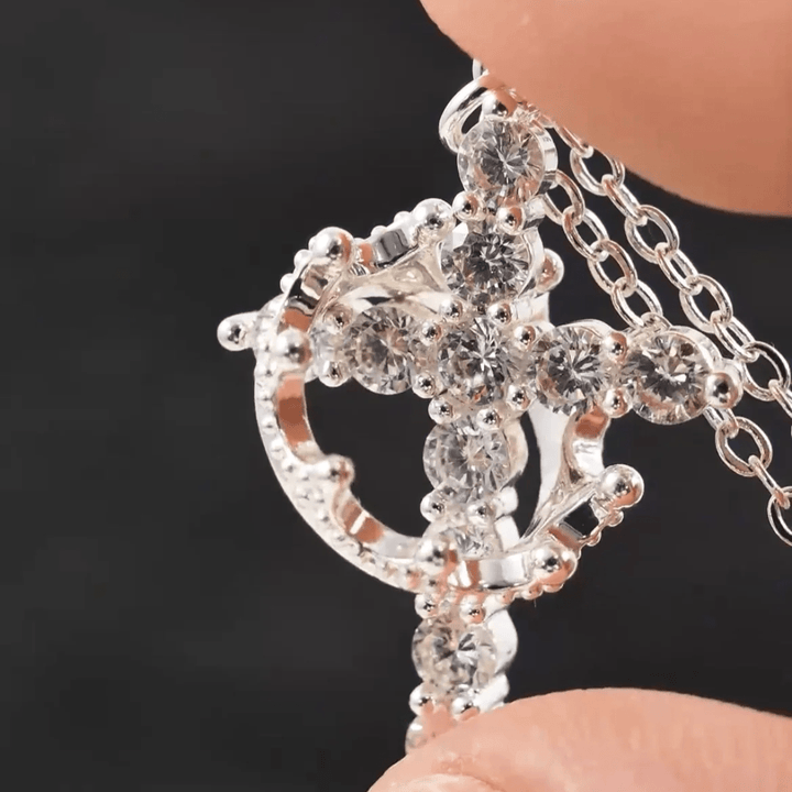 Covenant of Crown and Cross: Modern Crowned in Faith Cross Necklace with Gift Card