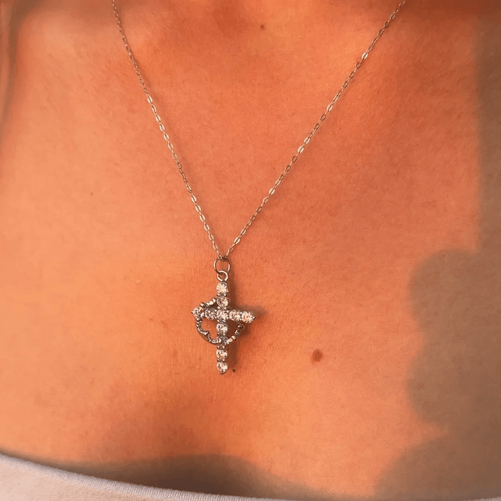 Covenant of Crown and Cross: Modern Crowned in Faith Cross Necklace with Gift Card