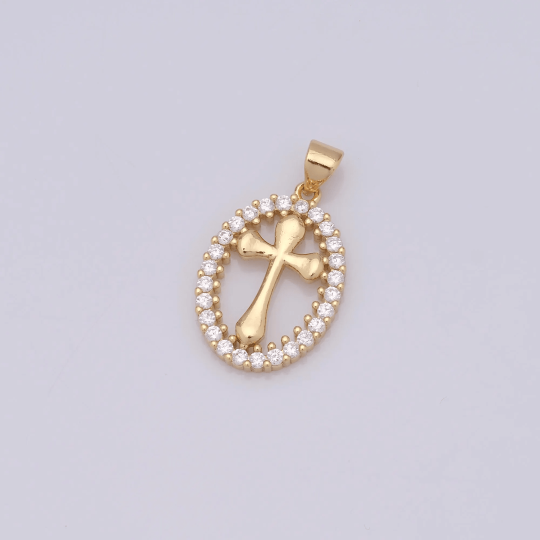 Elegant Oval Cross Necklace with Crystal Halo: A Precious Gift of Faith