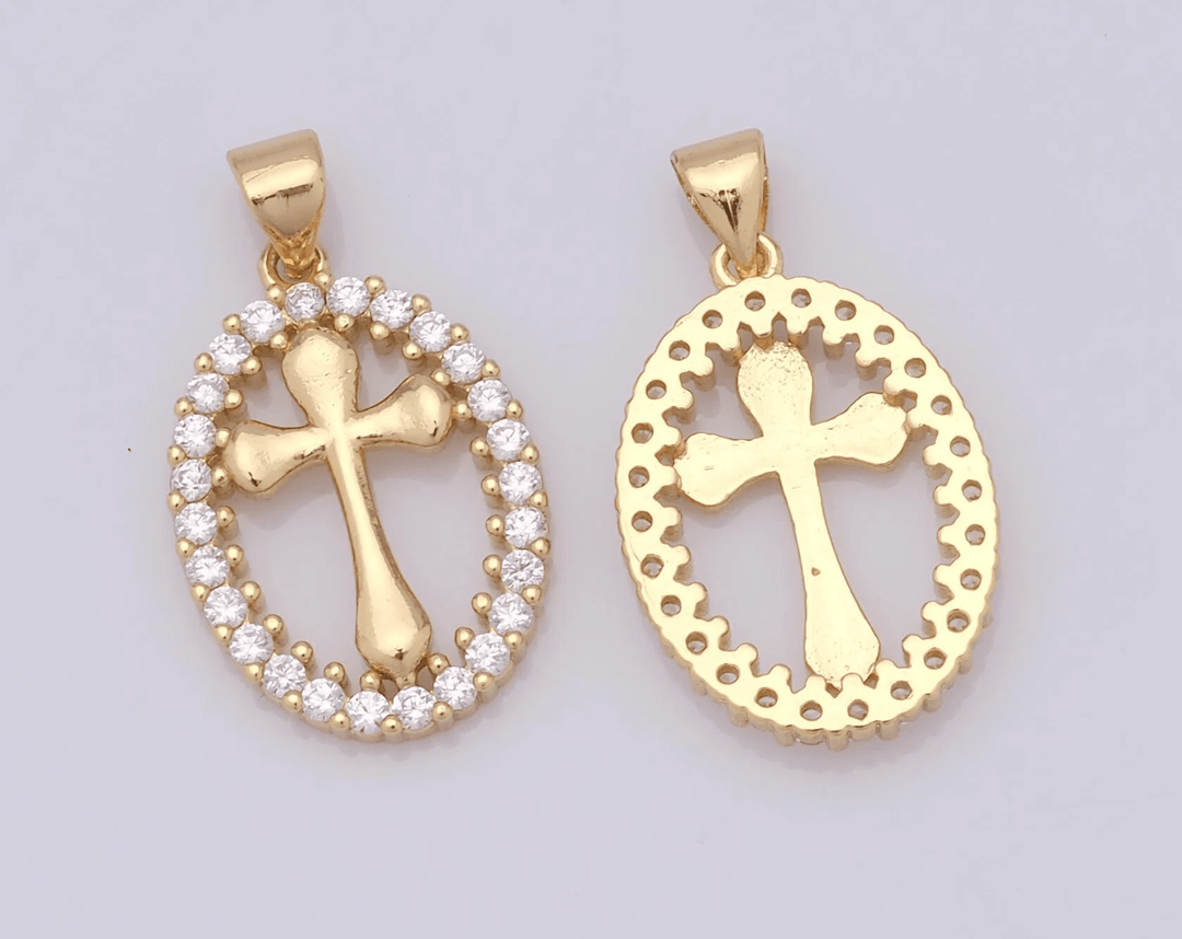 Elegant Oval Cross Necklace with Crystal Halo: A Precious Gift of Faith
