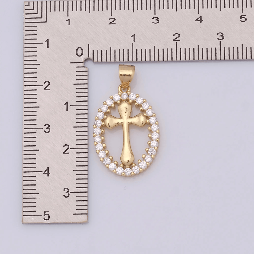 Elegant Oval Cross Necklace with Crystal Halo: A Precious Gift of Faith