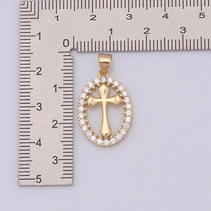 Elegant Oval Cross Necklace with Crystal Halo: A Precious Gift of Faith