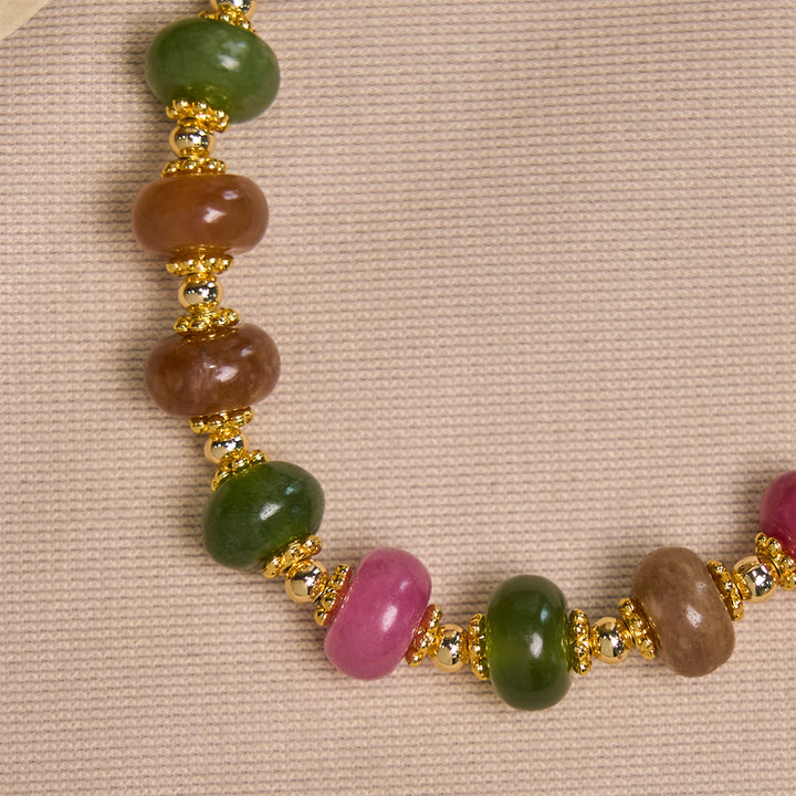 Tourmaline Abacus Beads Bracelet Featuring Cross and Miraculous Medal