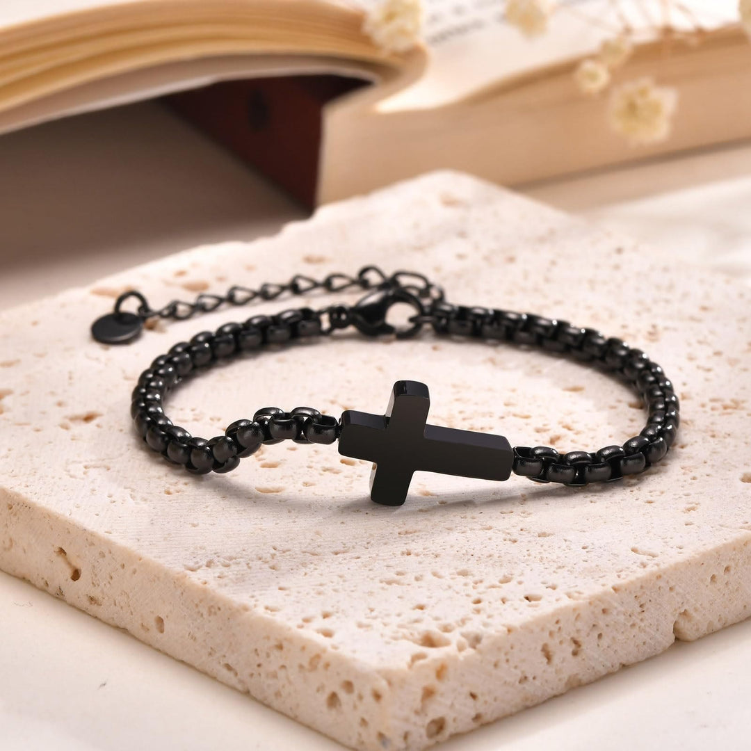 Minimalist Cross Chain Bracelets: Two Colors with Blessing Card