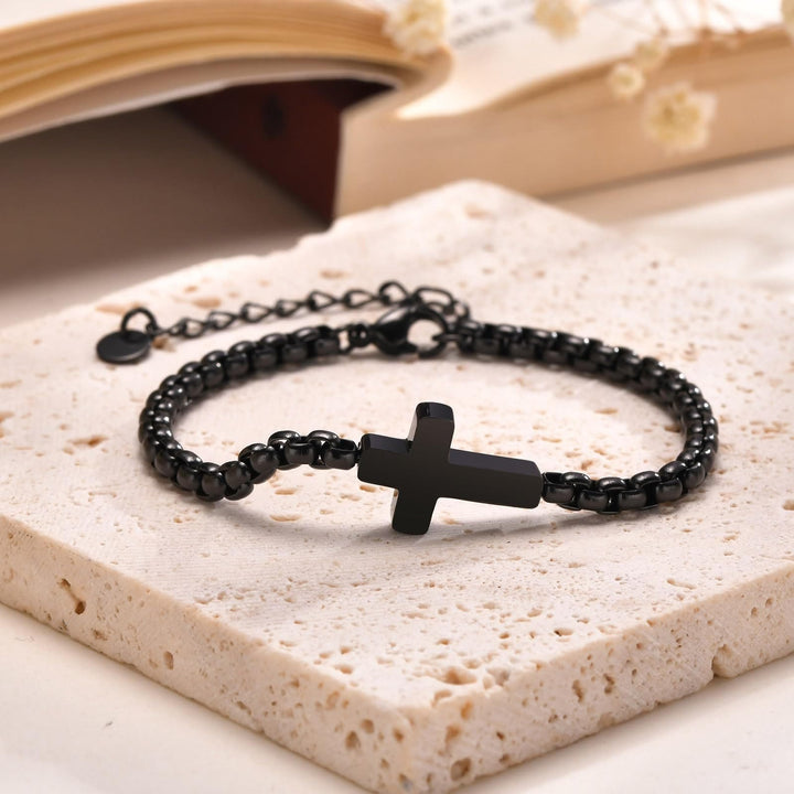 Minimalist Cross Chain Bracelets: Two Colors with Blessing Card