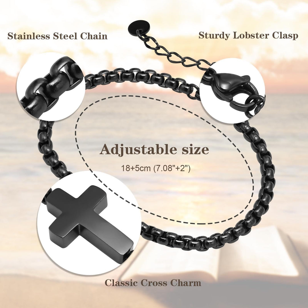 Minimalist Cross Chain Bracelets: Two Colors with Blessing Card