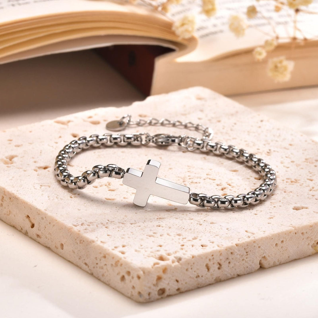 Minimalist Cross Chain Bracelets: Two Colors with Blessing Card