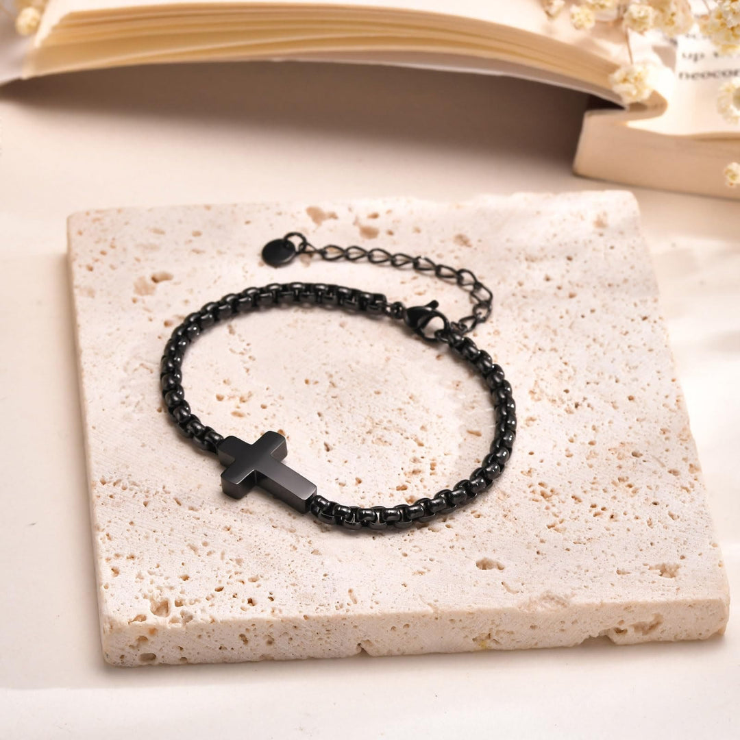 Minimalist Cross Chain Bracelets: Two Colors with Blessing Card