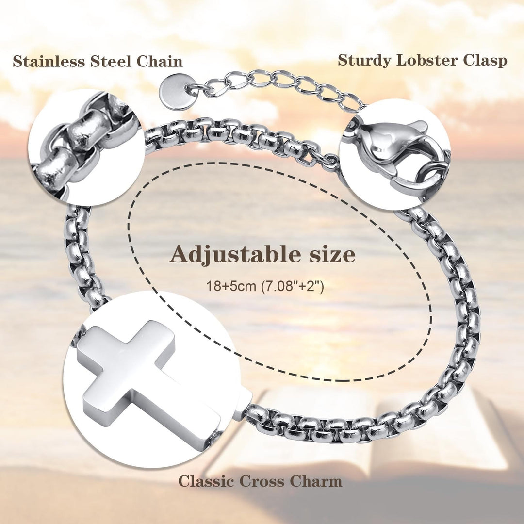 Minimalist Cross Chain Bracelets: Two Colors with Blessing Card