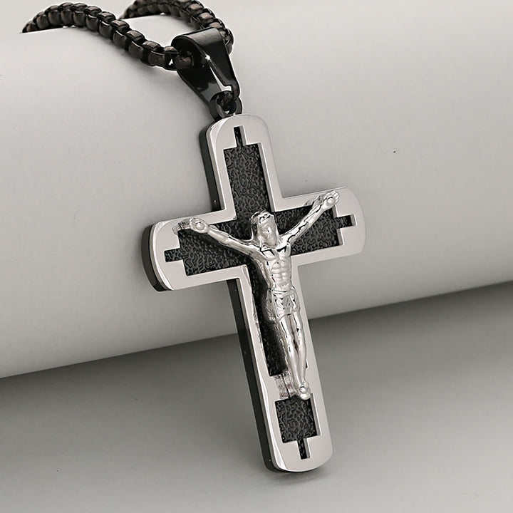 Polished Crucifix Pendant Necklace Available in Four Timeless Color Styles