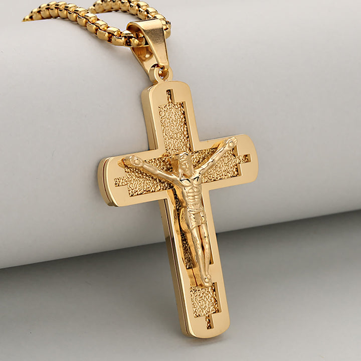 Polished Crucifix Pendant Necklace Available in Four Timeless Color Styles