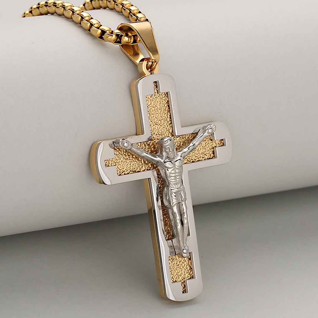 Polished Crucifix Pendant Necklace Available in Four Timeless Color Styles
