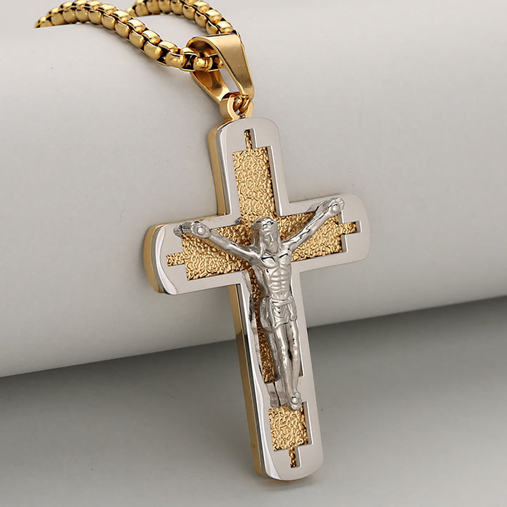 Polished Crucifix Pendant Necklace Available in Four Timeless Color Styles