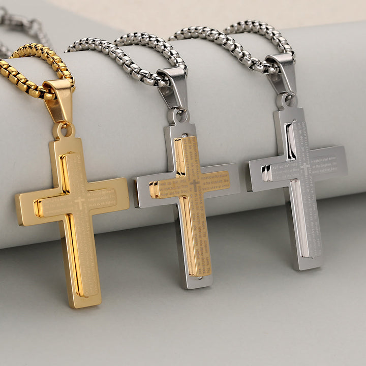 Minimalist Tricolor Cross Necklace Embodying Faith and Simplicity