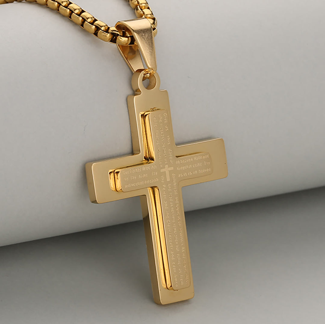 Minimalist Tricolor Cross Necklace Embodying Faith and Simplicity