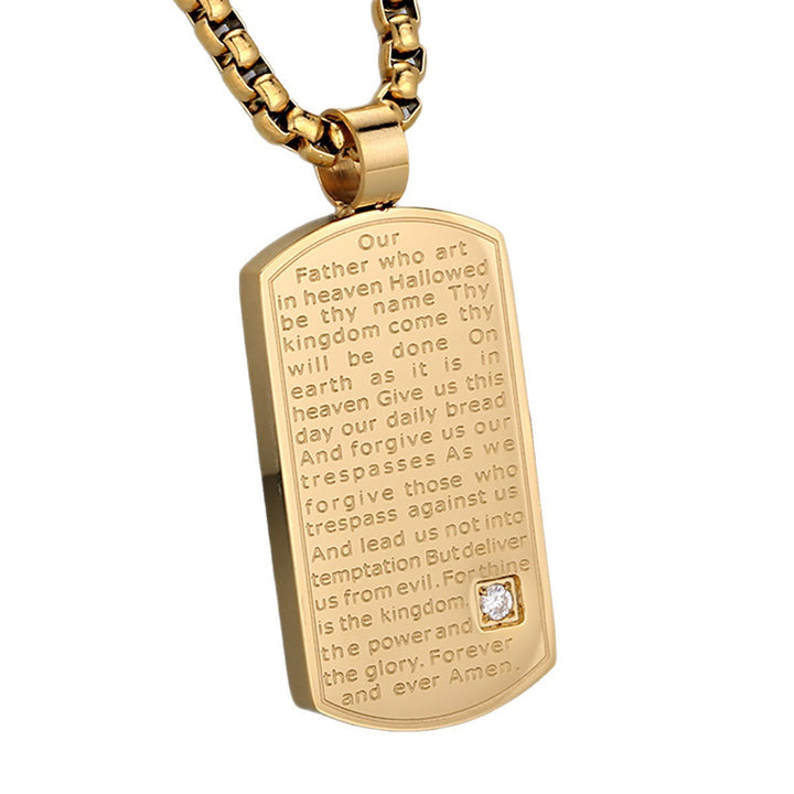 Three Color Lord's Prayer Rectangular Necklace Expressing Faith and Hope