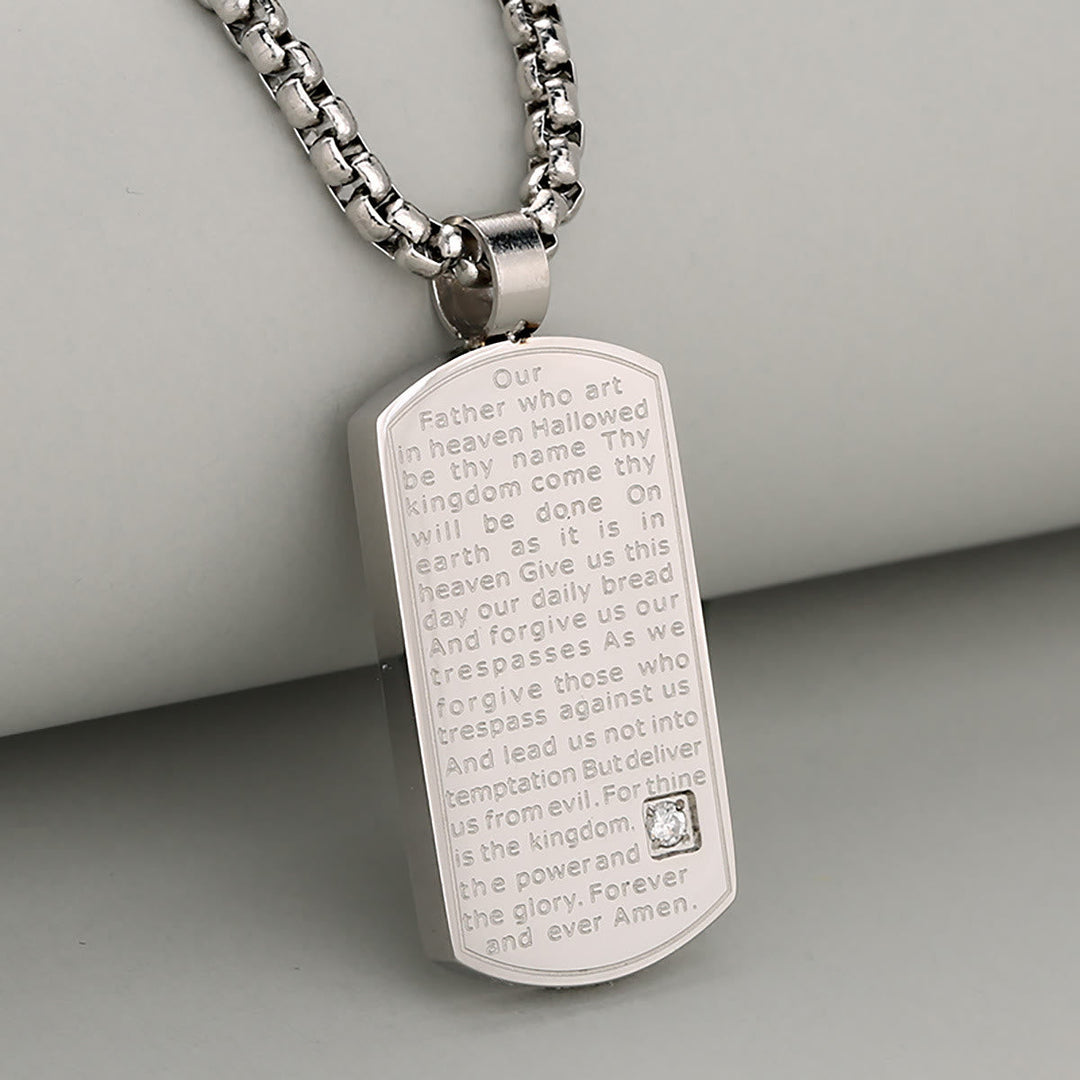 Three Color Lord's Prayer Rectangular Necklace Expressing Faith and Hope