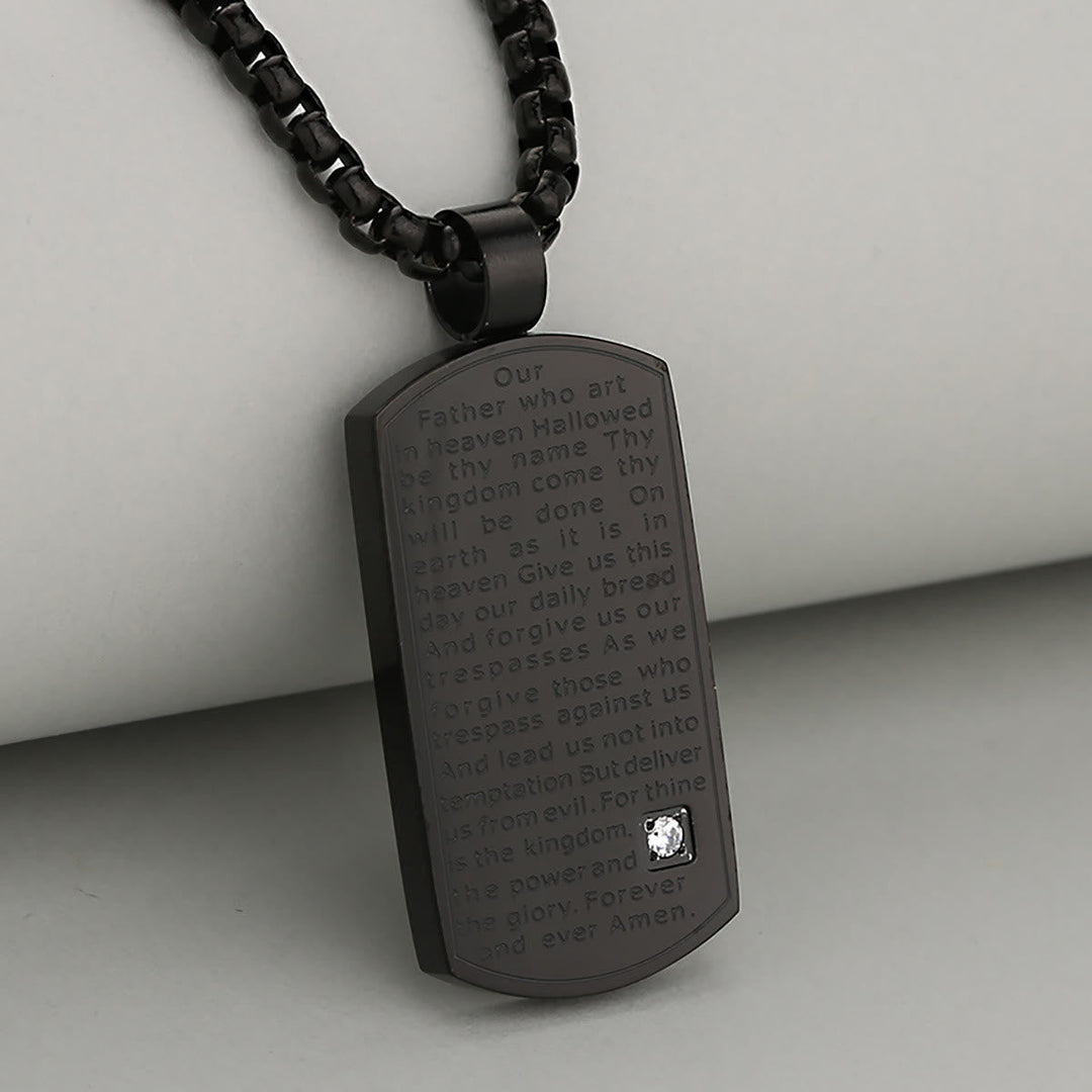 Three Color Lord's Prayer Rectangular Necklace Expressing Faith and Hope
