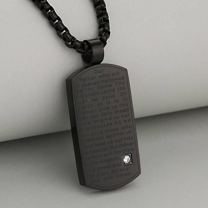 Three Color Lord's Prayer Rectangular Necklace Expressing Faith and Hope