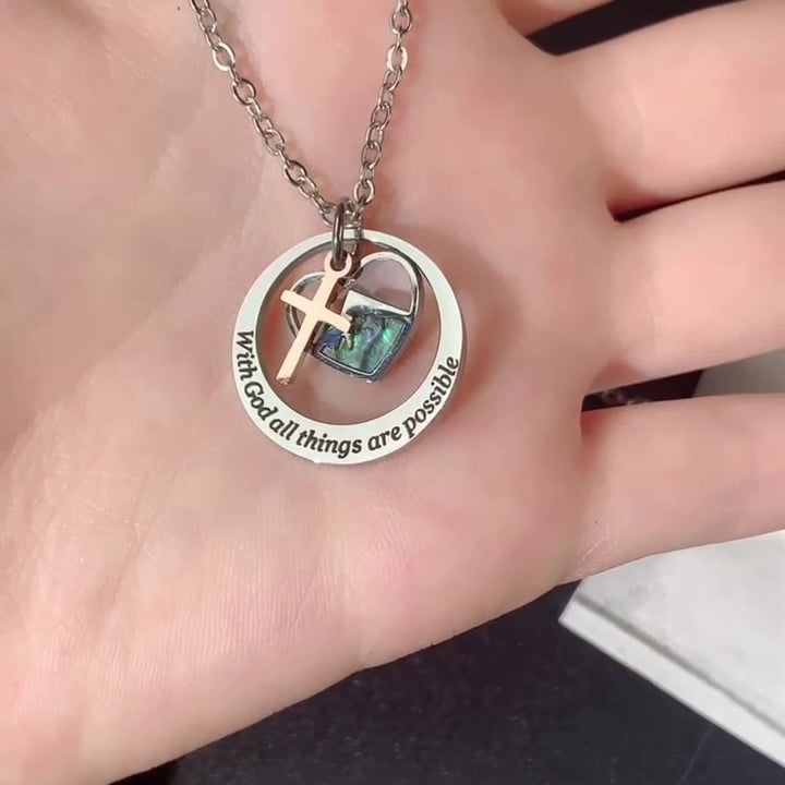 Delicate Mustard Seed Necklace with Cross and Scripture Message