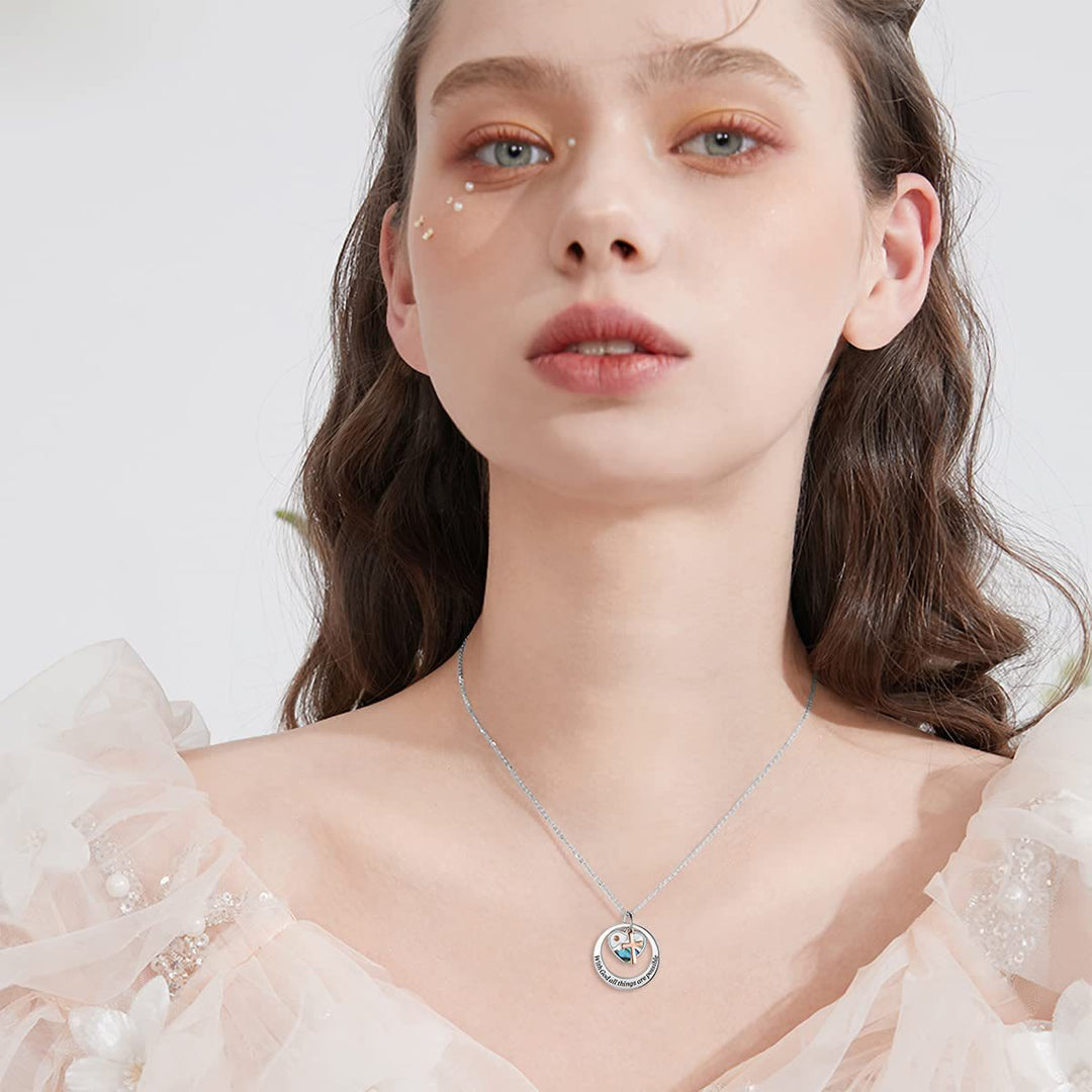 Delicate Mustard Seed Necklace with Cross and Scripture Message