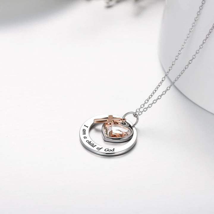 Delicate Mustard Seed Necklace with Cross and Scripture Message
