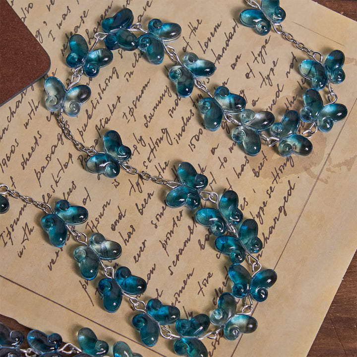 Wings of Devotion Shimmering Blue Butterfly Prayer Bracelet, Animal Rosary