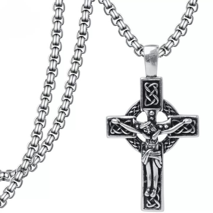 Eternal Faith Celtic Knot Crucifix Pendant Necklace: Christ on the Cross