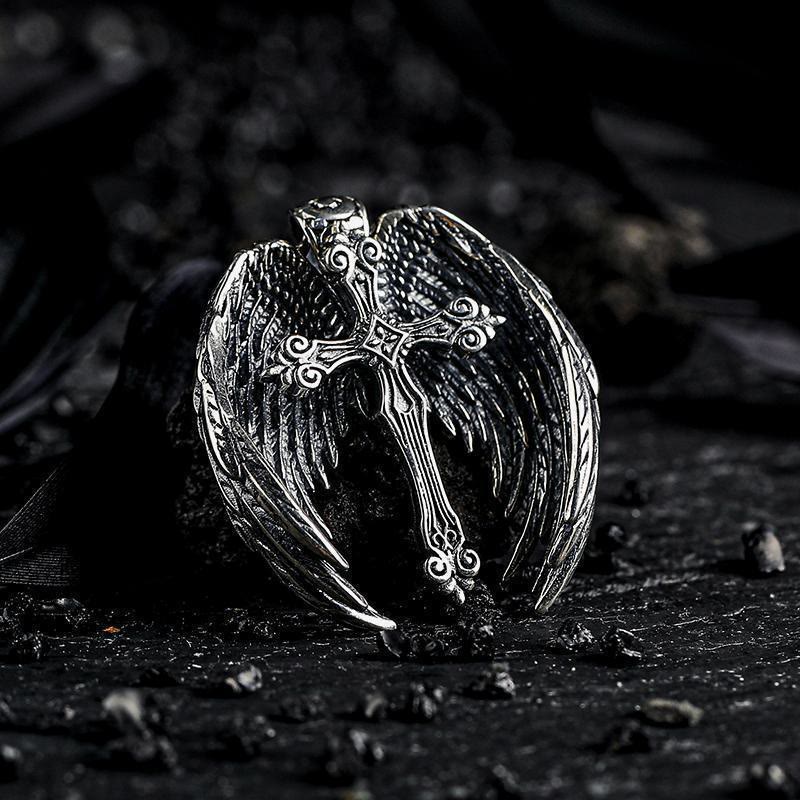 Guardian Angel Wings Cross Pendant Necklace: Spiritual Protection Jewelry