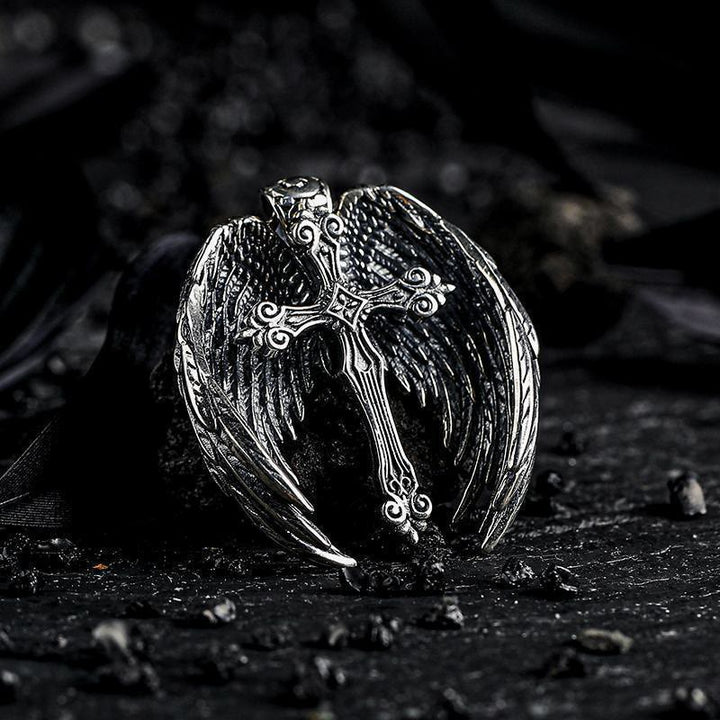 Guardian Angel Wings Cross Pendant Necklace: Spiritual Protection Jewelry