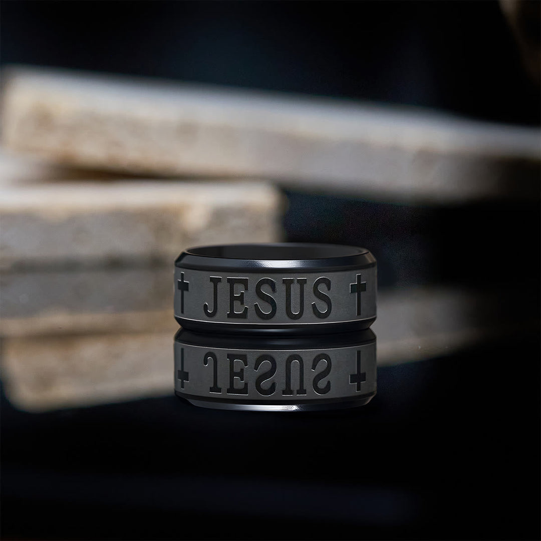 Titanium Steel Ring with Laser engraving "JESUS"