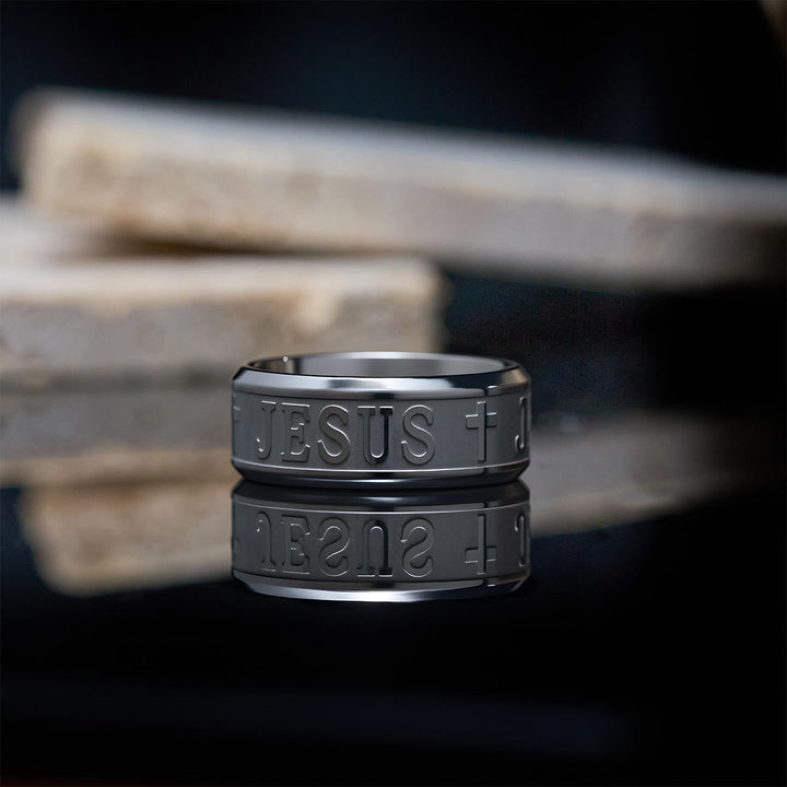 Titanium Steel Ring with Laser engraving "JESUS"