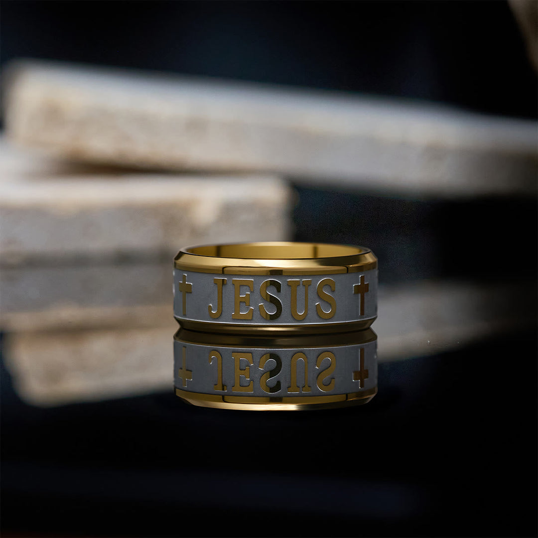 Titanium Steel Ring with Laser engraving "JESUS"