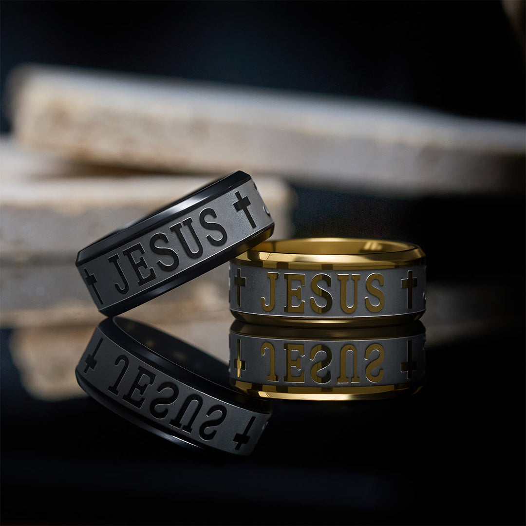 Titanium Steel Ring with Laser engraving "JESUS"