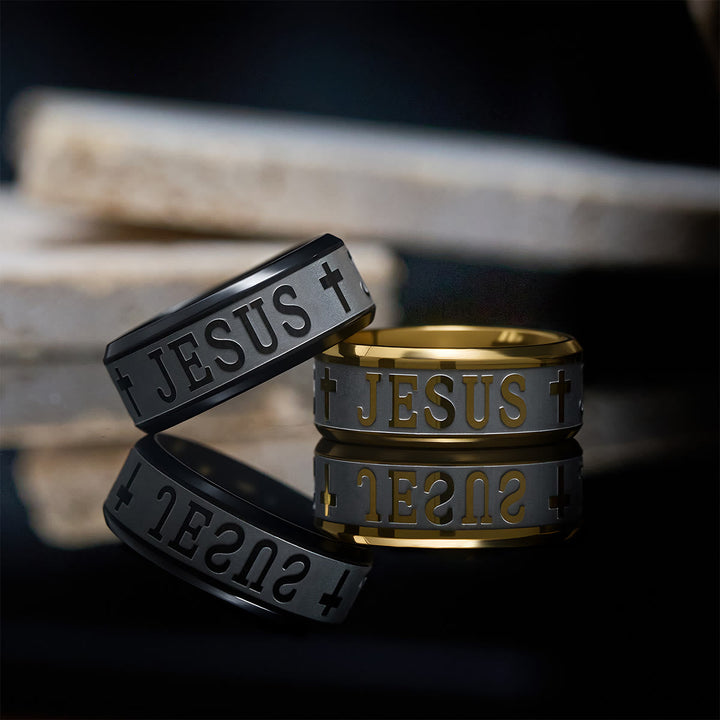 Titanium Steel Ring with Laser engraving "JESUS"