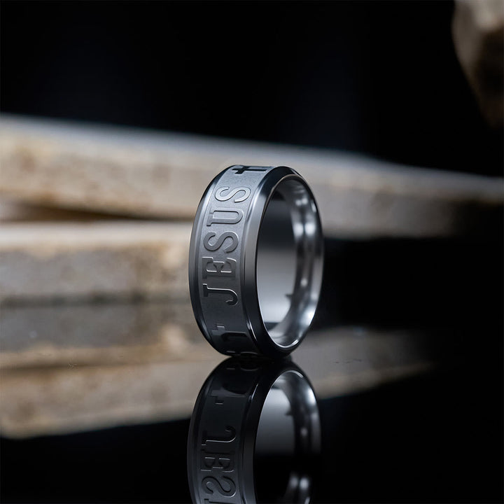 Titanium Steel Ring with Laser engraving "JESUS"
