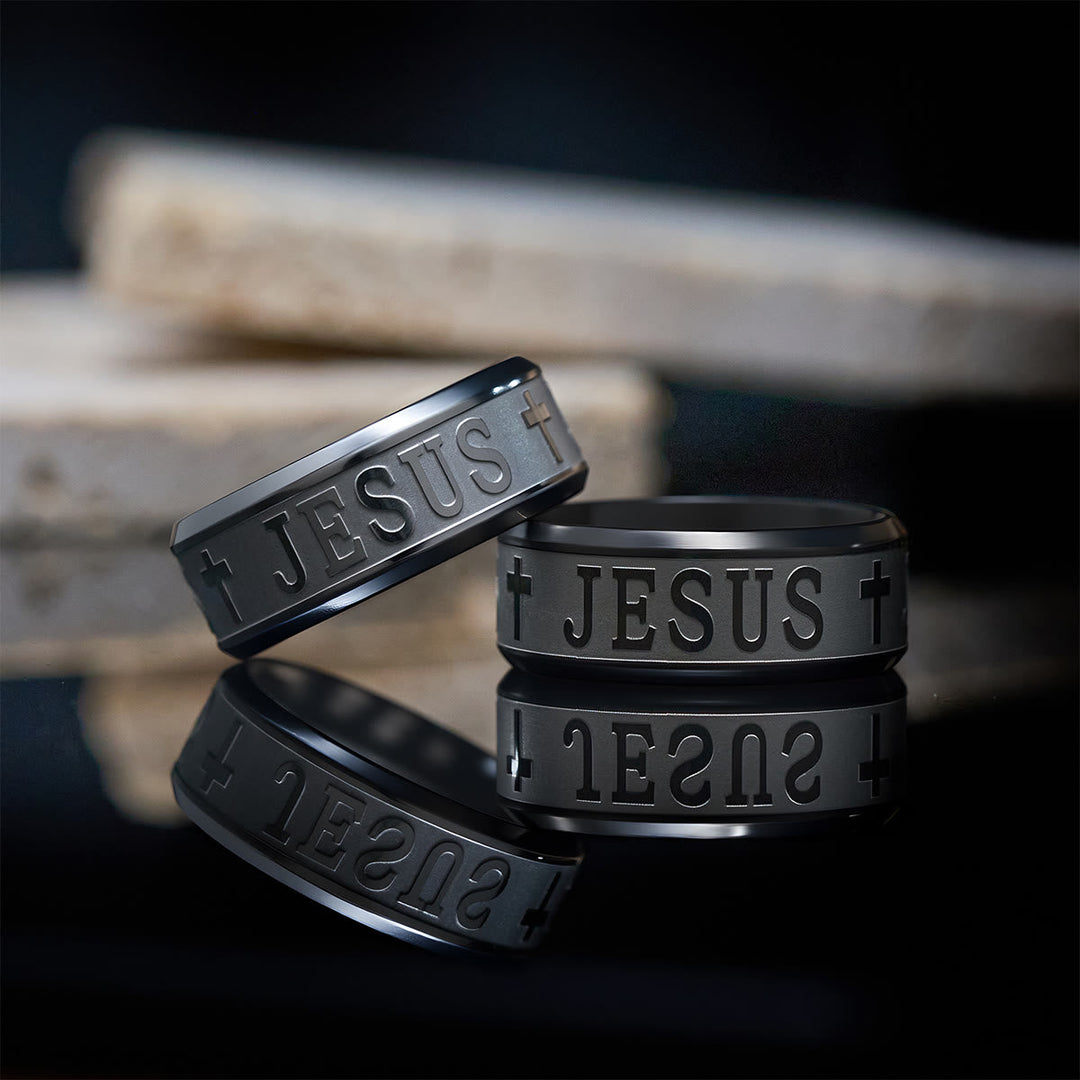 Titanium Steel Ring with Laser engraving "JESUS"