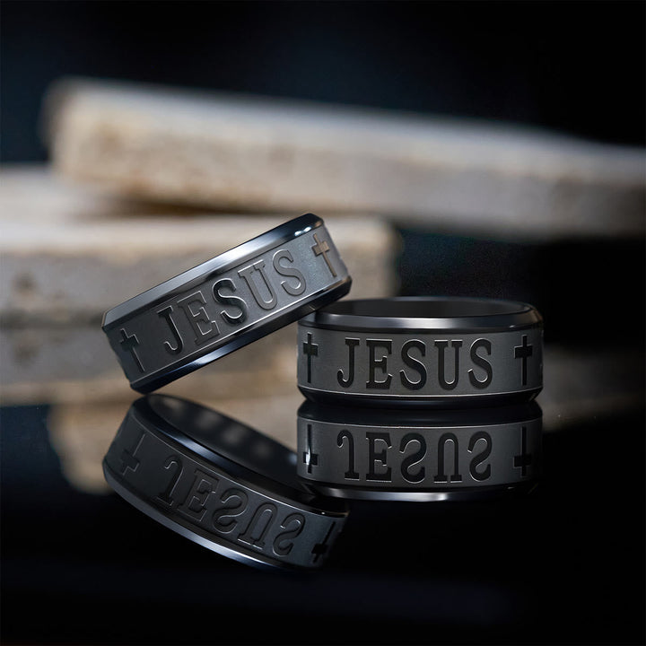 Titanium Steel Ring with Laser engraving "JESUS"
