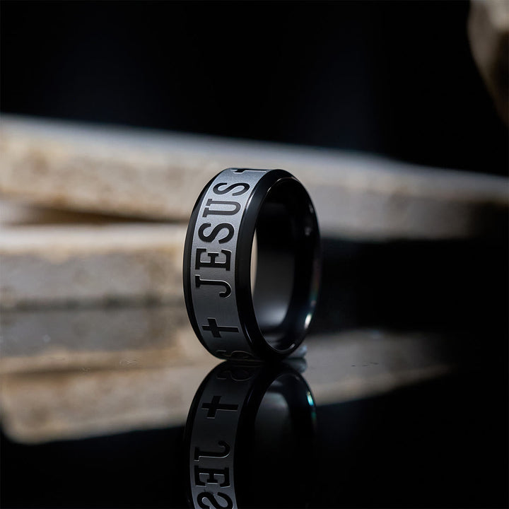 Titanium Steel Ring with Laser engraving "JESUS"