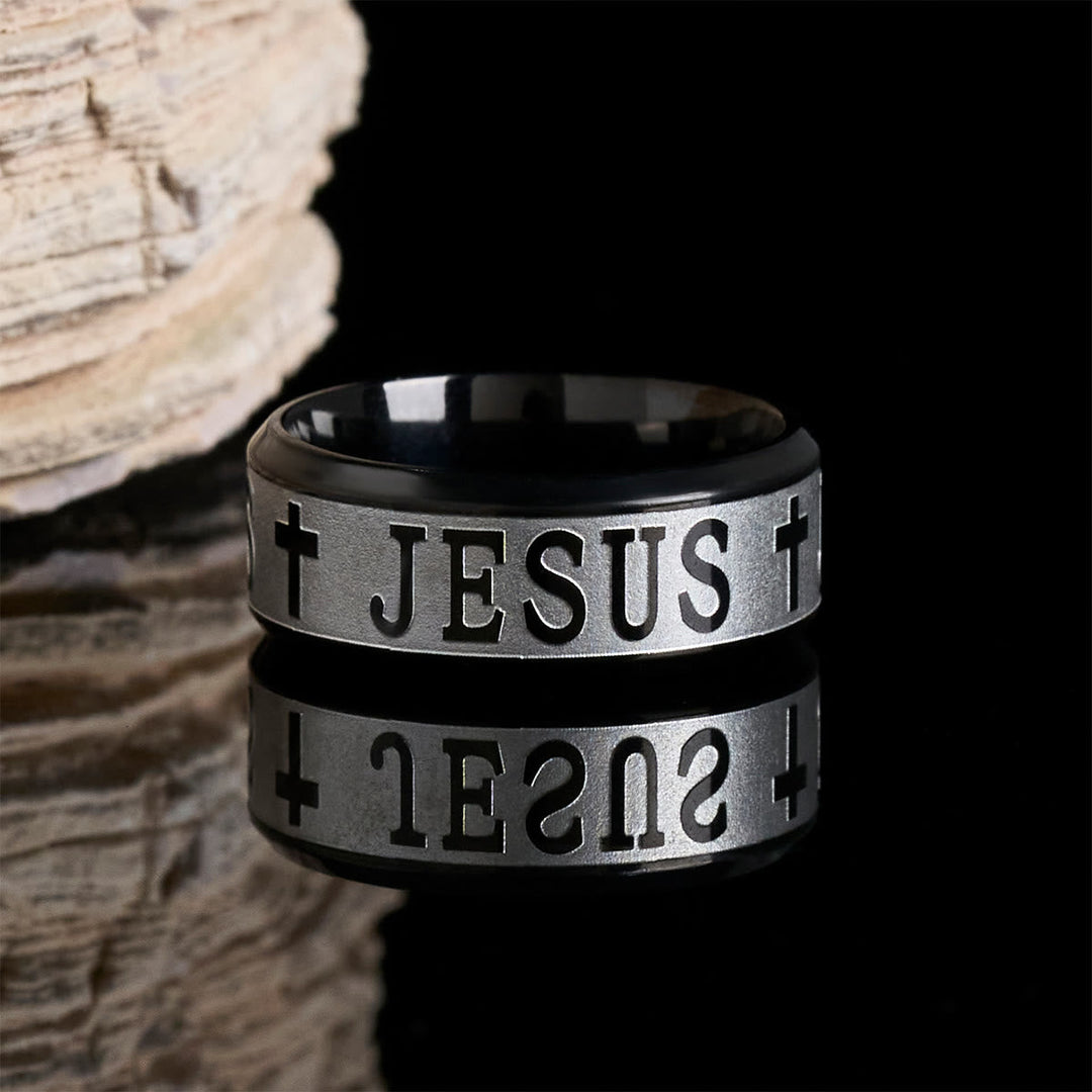 Titanium Steel Ring with Laser engraving "JESUS"