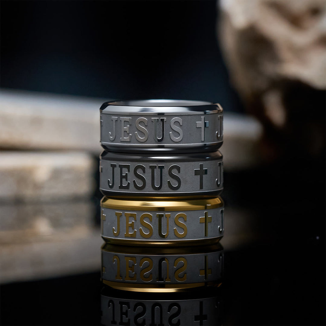 Titanium Steel Ring with Laser engraving "JESUS"