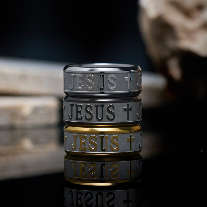 Titanium Steel Ring with Laser engraving "JESUS"