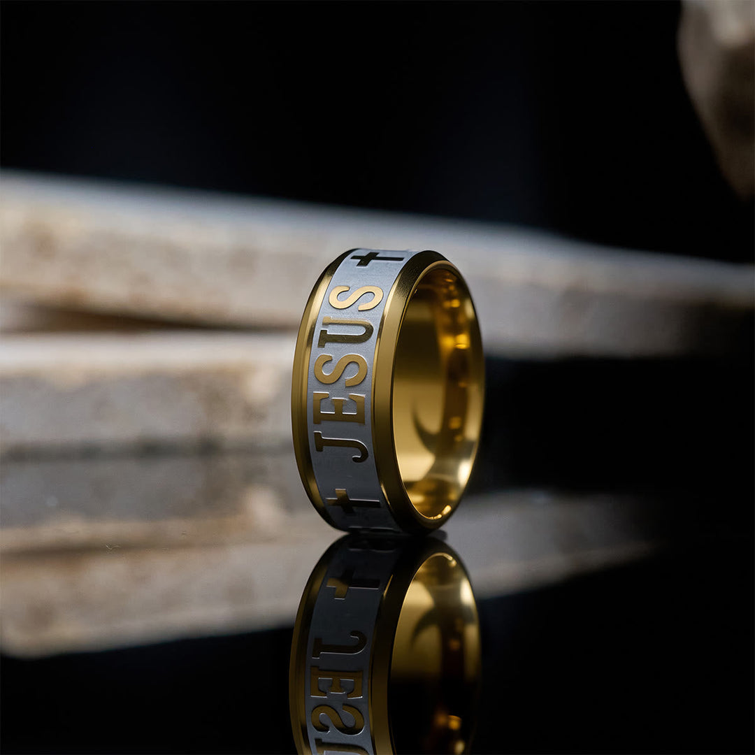 Titanium Steel Ring with Laser engraving "JESUS"