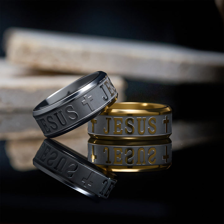 Titanium Steel Ring with Laser engraving "JESUS"