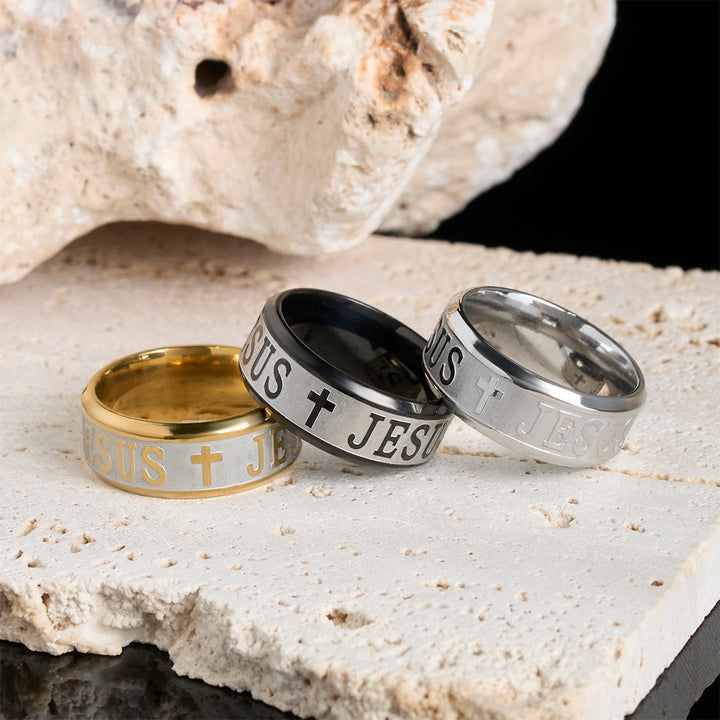 Titanium Steel Ring with Laser engraving "JESUS"